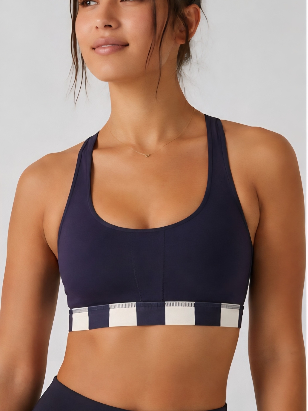 Lululemon Size 8 Cross Back Sports Bra | Navy & White | Medium Support